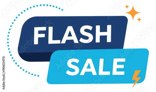 Modern graphic illustration of a flash sale label depicting a limited time discount offer for online shopping and retail promotion