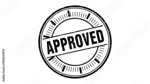 Approved Stamp of Authority: A classic circular stamp prominently displays the word APPROVED, signifying official endorsement or validation in a formal context.