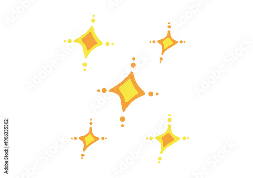 POP用　twinkling キラキラのイラストセット　手書き
