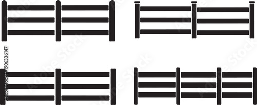 Black fence on white background wooden fence rail fence