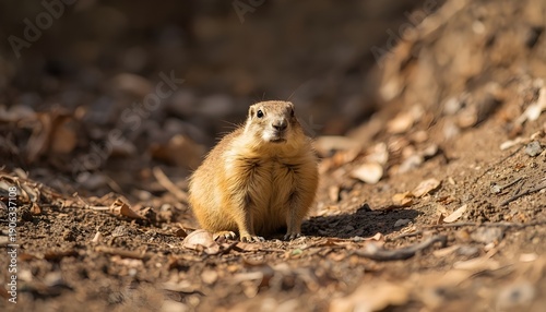 Wallpaper Mural A small rodent sits on the ground in a natural outdoor setting surrounded by dirt and leaves. Torontodigital.ca