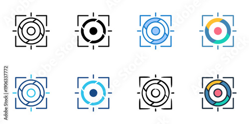 Focus icons set multiple style collection. Editable stroke 
