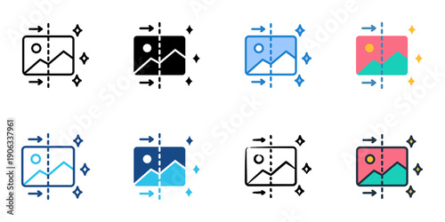 Filters icons set multiple style collection. Editable stroke 
