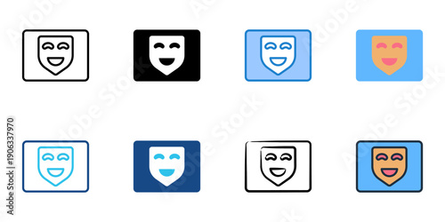 Masks icons set multiple style collection. Editable stroke 
