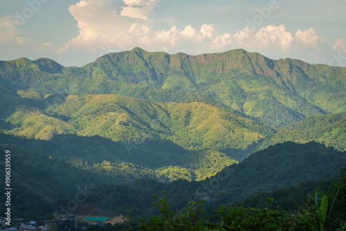 Panoramic view of the stunning Khao Chang Phueak mountains near Pilok Village, Thong Pha Phum, Kanchanaburi, Thailand