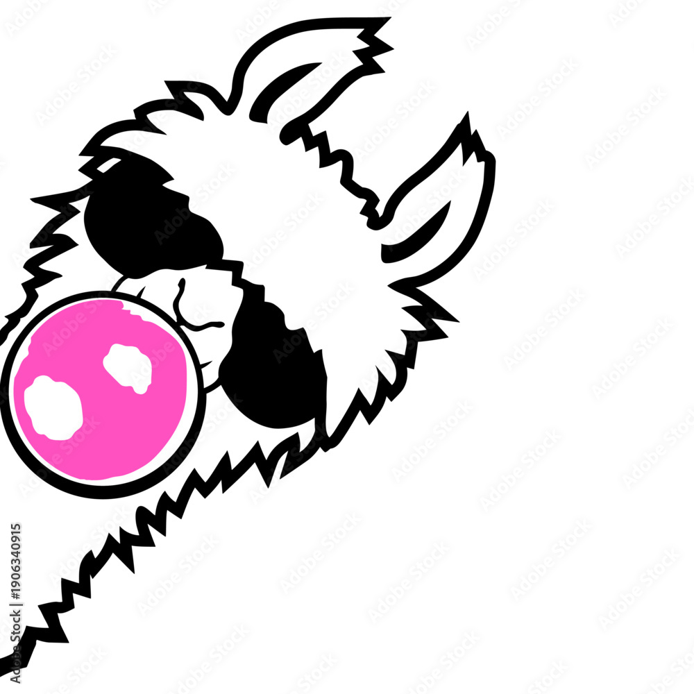 Fototapeta premium Llama Bubblegum Bubble Chewing Cool Sunglasses Alpaca White Fur Funny Side View