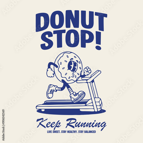  funny cartoon character of donut Graphic Design for T shirt Street Wear and Urban Style