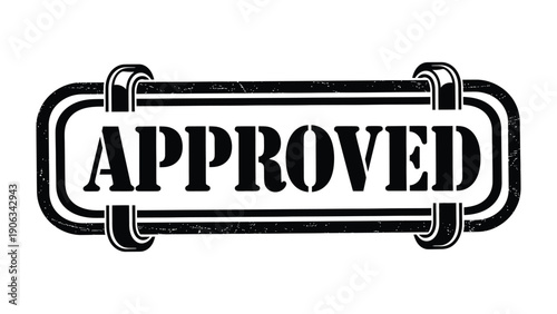 Approved Stamp: A bold stamp design, featuring the word APPROVED prominently displayed within a structured frame, symbolizing endorsement and validation.