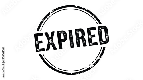 Expired Stamp: A detailed, circular stamp featuring the word EXPIRED inside a grunge-textured border, signifying the end of validity or usage. 