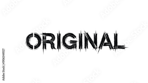 Originality Emblem: A stark, artistic rendering of the word ORIGINAL, meticulously crafted with sharp, jagged edges that epitomize the essence of innovation and creative spirit.