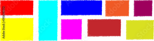 Rectangle shape frame with brush edge. Color rectangle frames with wiggly borders. Geometric shapes with scallop and brush edges set.