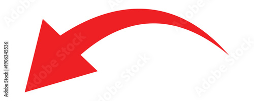 Clean and simple curved arrow pointing downward. A professional asset for digital buttons, pagination, and slide transitions in professional presentations. Vector illustration. 