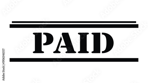 Paid Stamp: A bold stamp declares PAID, a simple yet impactful visual for financial transactions, indicating a completed payment and signifying financial closure.