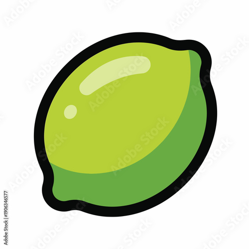 A cartoon-style lime with a glossy appearance