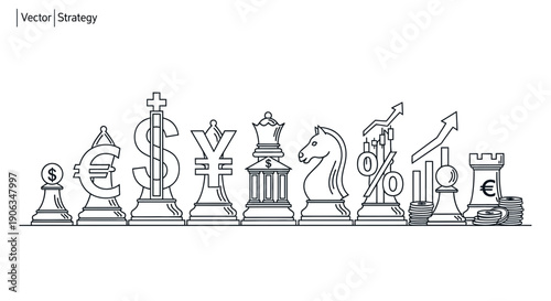 Financial Chess Strategy: Currency Symbols as Chess Pieces