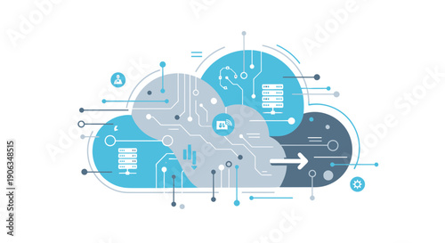 Cloud Computing Technology Concept, Network Data Transfer