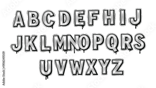 Alphabet Graffiti Design: An urban-inspired alphabet, each letter rendered in a sleek, dripping style, perfect for adding a touch of edgy creativity.