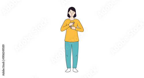 Person Holding Heart Shape Over Chest Demonstrating Care Self Love Inner Peace and Appreciation with Eyes Closed