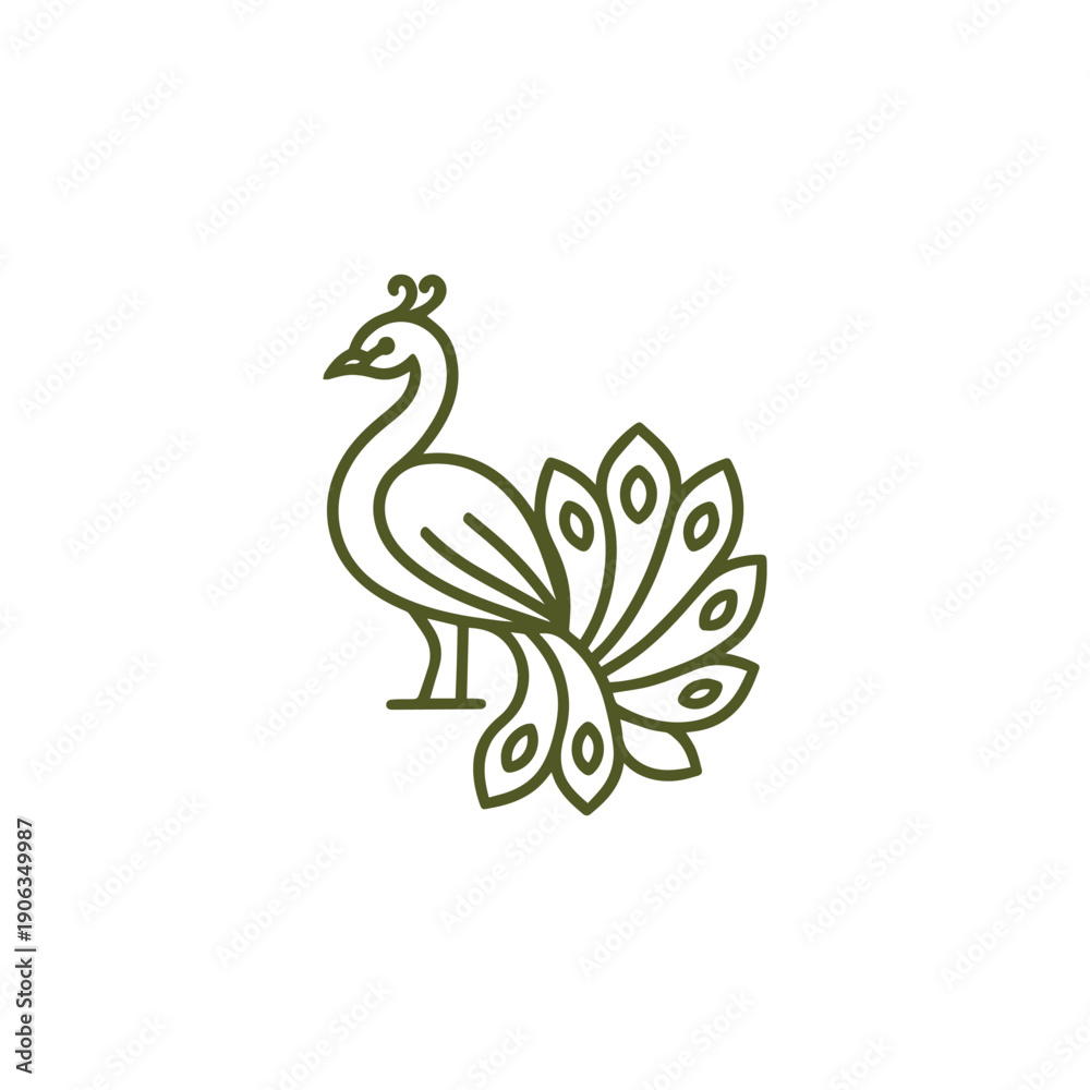 Fototapeta premium Line Art Peacock Logo