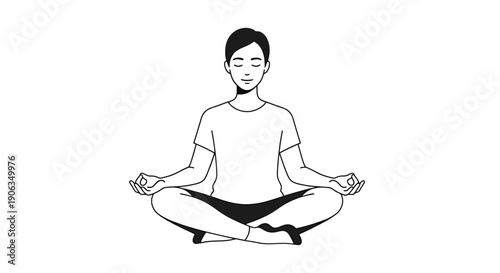 Person in meditation pose with eyes closed and hands on knees practicing mindfulness and inner peace for well being and relaxation