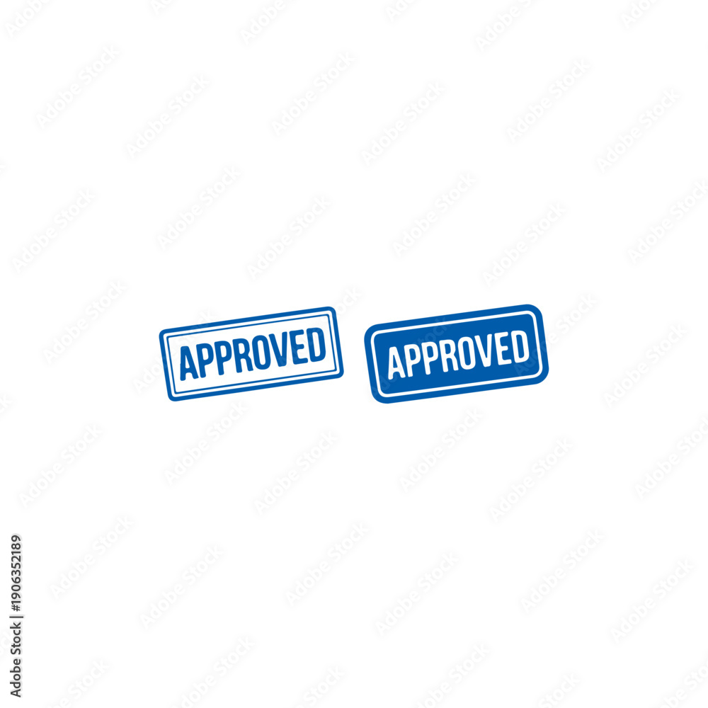 Fototapeta premium Two blue approved stamps on white background for official validation