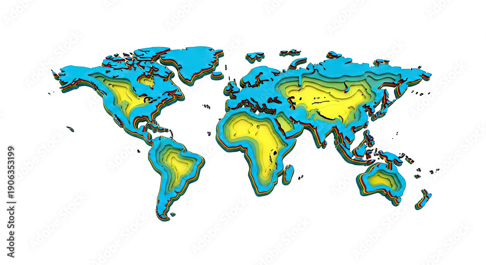 Obraz premium Layered World Map Art