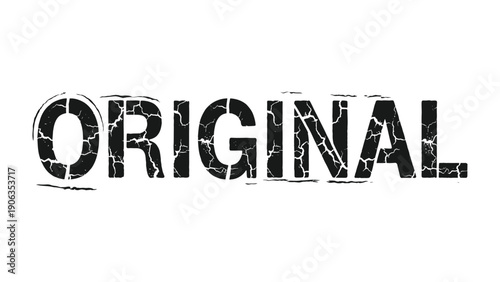 Original Text: Bold, distressed Original typography commands attention, a stark declaration of authenticity and individuality. It is an emblem of uniqueness, perfect for design endeavors. 