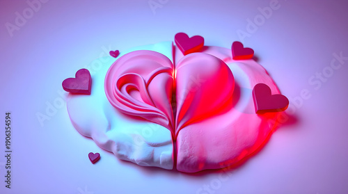 Stylized 3D Pink Heart Sculpture with Soft Lighting for Romantic Digital Art Projects