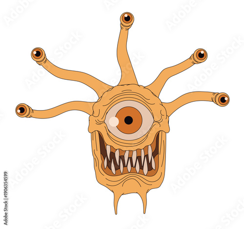 fantasy beholder monster with multiple eyes