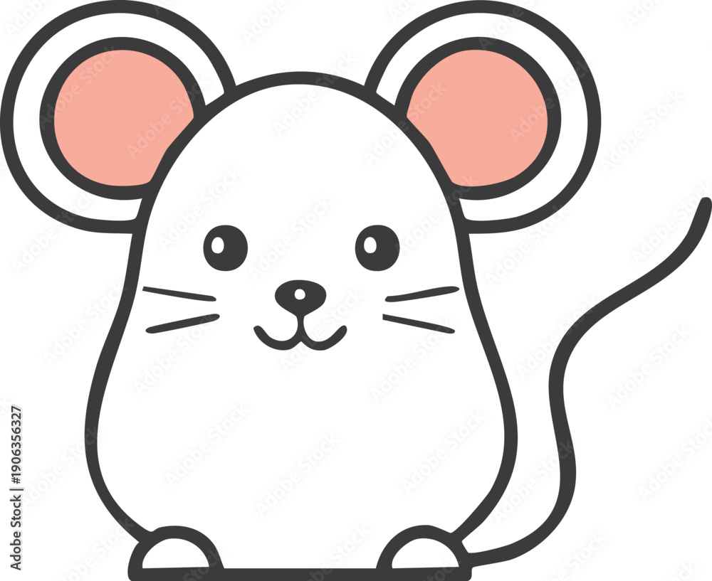 Fototapeta premium Mouse outline icon, small ears, minimal geometry