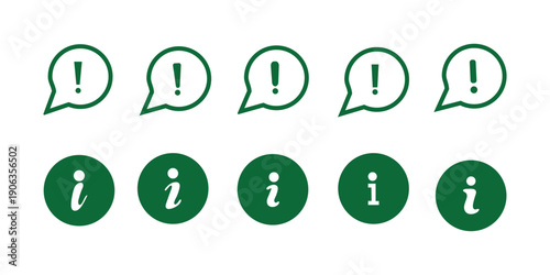 Information Icon vector illustration in flat style. Speech symbol for web site design, logo, app, Information. Different styles, color, more information. Vector icons.