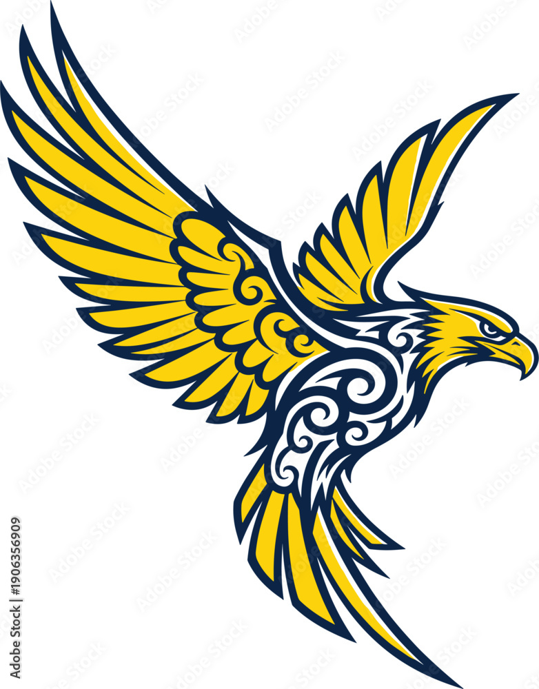 Fototapeta premium Detailed hand drawn vector illustration of a majestic peregrine falcon bird of prey with brown speckled feathers standing alert and