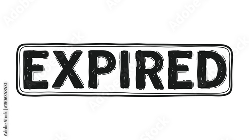 Expired Stamp Icon: A stark graphic image of an EXPIRED stamp, conveying a clear message of obsolescence, with a simple, impactful design, perfect for projects needing a symbol of limitation.
