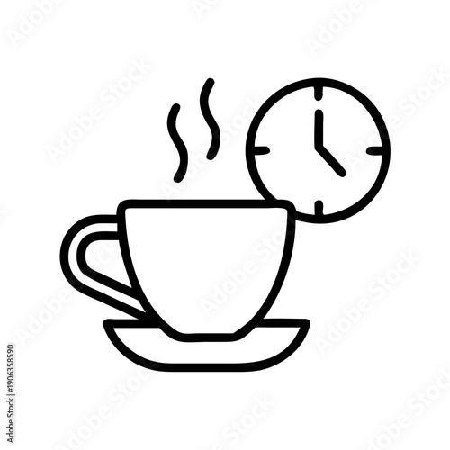 Coffee Cup With Clock icon for web and graphic design