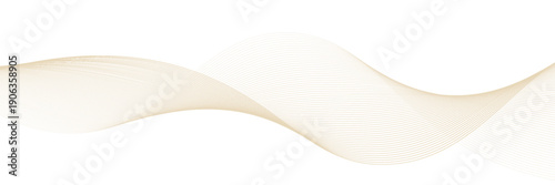 Luxury abstract gold wavy line pattern (guilloche curves) with copy space. Elegant golden color smooth gradient on white background. Premium vector striped texture for banner, business backdrop.