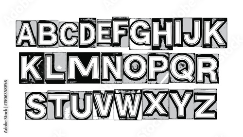 Typography Puzzle: An artistic arrangement of alphabet letters in various fonts, presenting a creative display of the English language. 