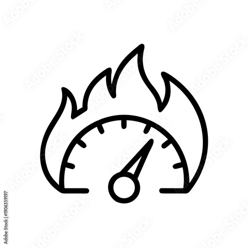 Flaming Speedometer icon for web and graphic design
