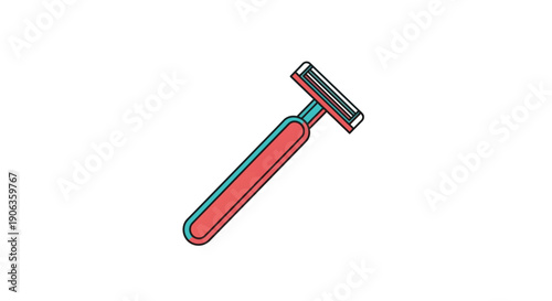 A red handled razor on white.
