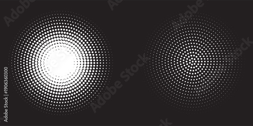Basic halftone dots effect in black and white color. Halftone effect. Dot halftone. Black white halftone.
