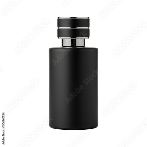 Sleek Black Perfume Bottle with Silver Cap