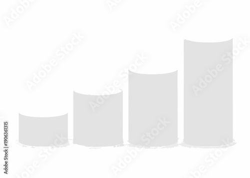 Four gray cylindrical shapes arranged in ascending order of size