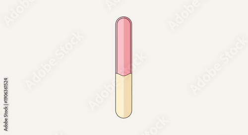 Simple illustration of a pink and beige capsule on a white background.