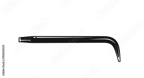 Black metal tool with curved end on white background.