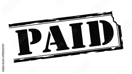Paid Stamp: A bold, stamped PAID mark, a definitive symbol of completed transactions and financial closure.
