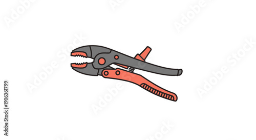 Illustration of locking pliers with red and gray handles.