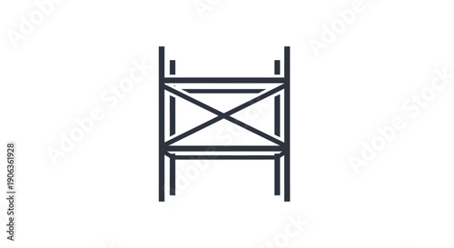 Simple black line drawing of a scaffolding structure on a white background.