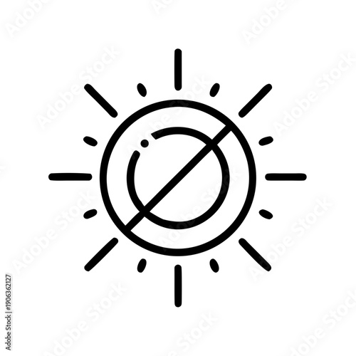 No Sun Sun Icon With A Prohibition Strike Through icon for web and graphic design