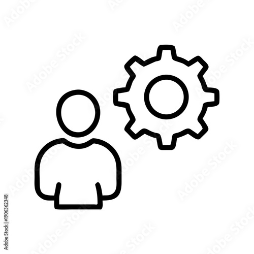 Person Next To Gear icon for web and graphic design