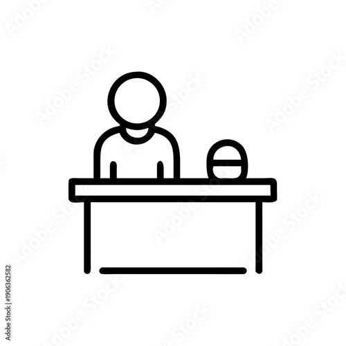 Reception Person Sitting Behind A Service Desk icon for web and graphic design