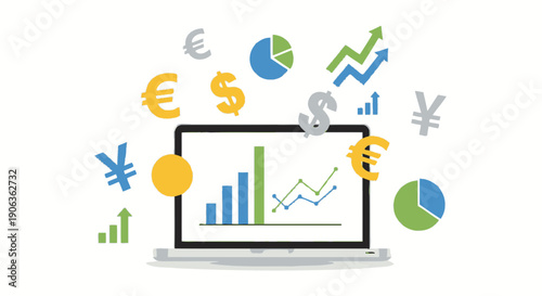 Financial Growth Concept with Laptop and Currency Symbols